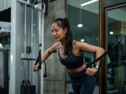 A woman strength training