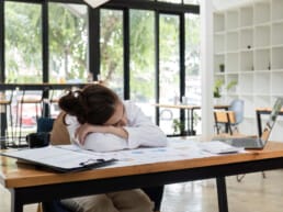 Exhausted office girl