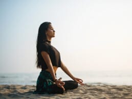 A woman doing breathwork