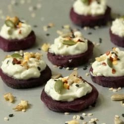 Oven-roasted beetroot with jalapeño cream cheese
